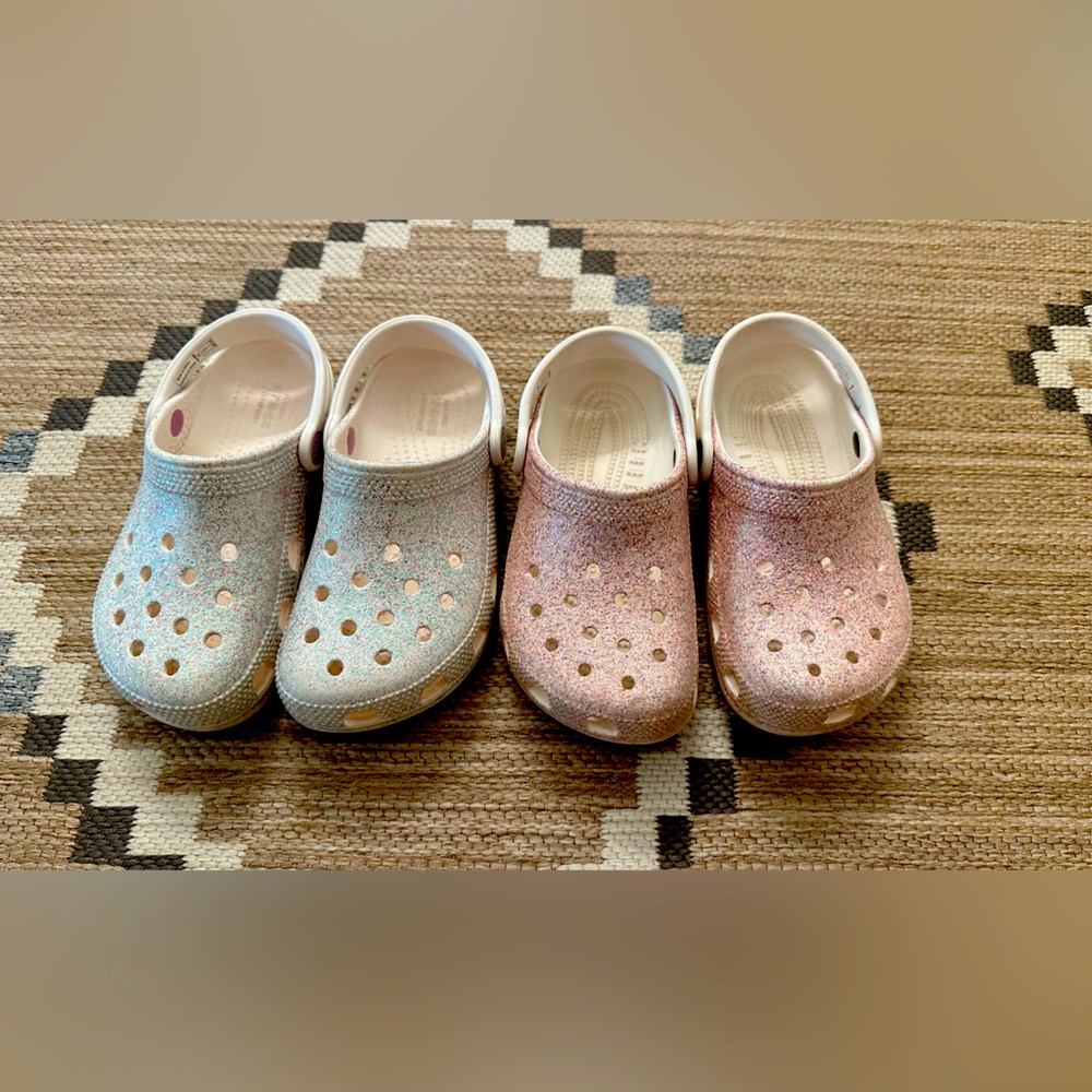 Girls Glitter Crocs  - little girls size 13 & 1